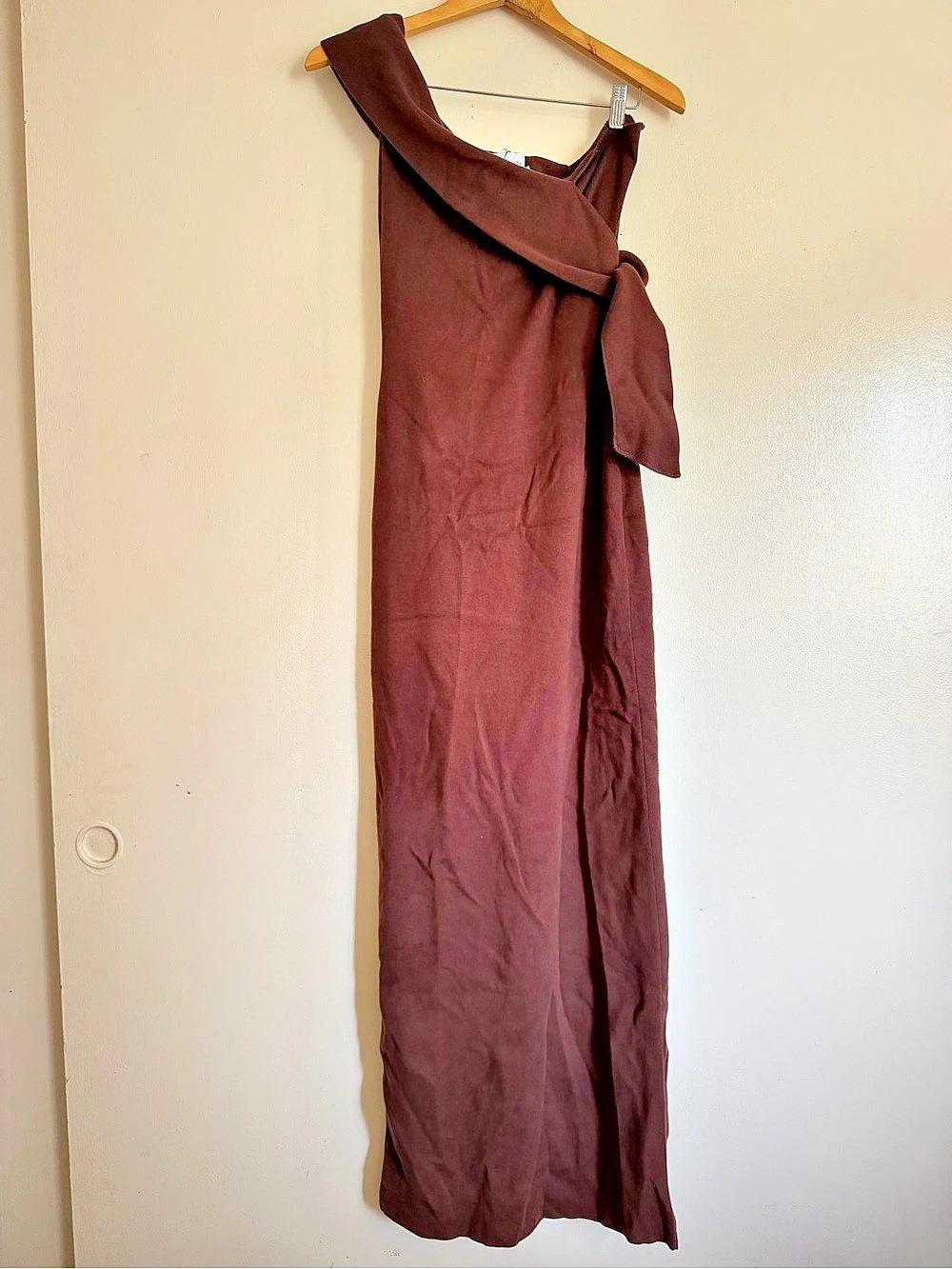 SNDYS One-Shoulder Maxi Dress in Brown Size Small NWT